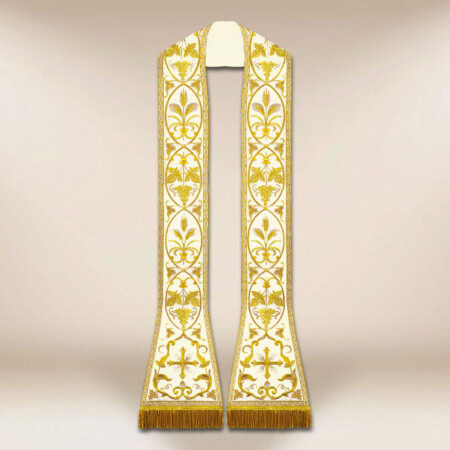 Liturgiczna rzymska stuła haftowana ecru