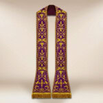 Liturgiczna rzymska stuła haftowana fioletowa