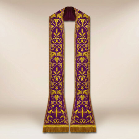 Liturgiczna rzymska stuła haftowana fioletowa