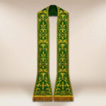 Liturgiczna rzymska stuła haftowana zielona