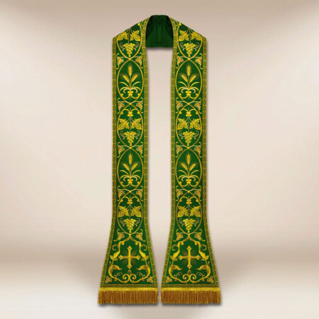 Liturgiczna rzymska stuła haftowana zielona