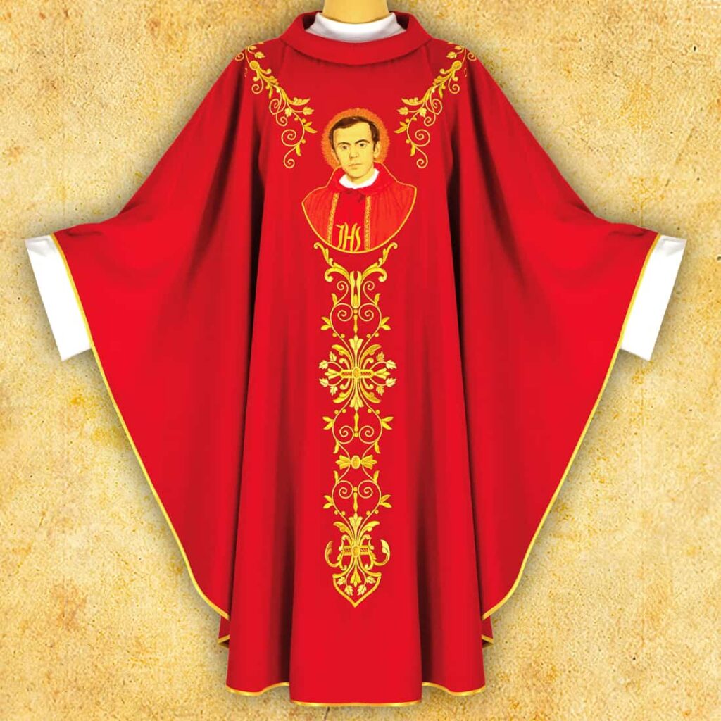 Ornat haftowany czerwony Bł. Jerzy Popiełuszko