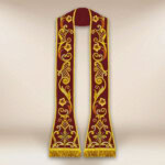 Stuła haftowana rzymska bordowa