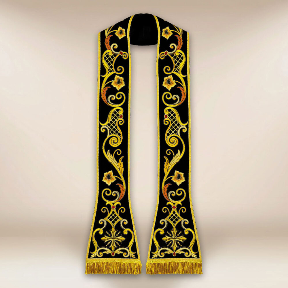 Stuła haftowana rzymska czarna