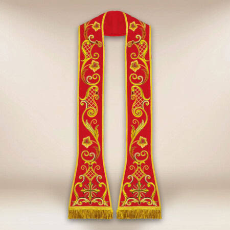 Stuła haftowana rzymska czerwona