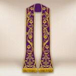 Stuła haftowana rzymska fioletowa