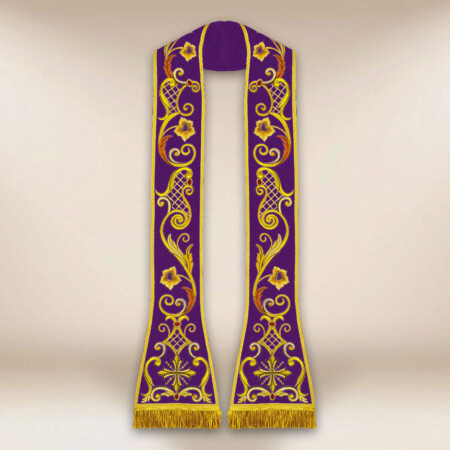 Stuła haftowana rzymska fioletowa