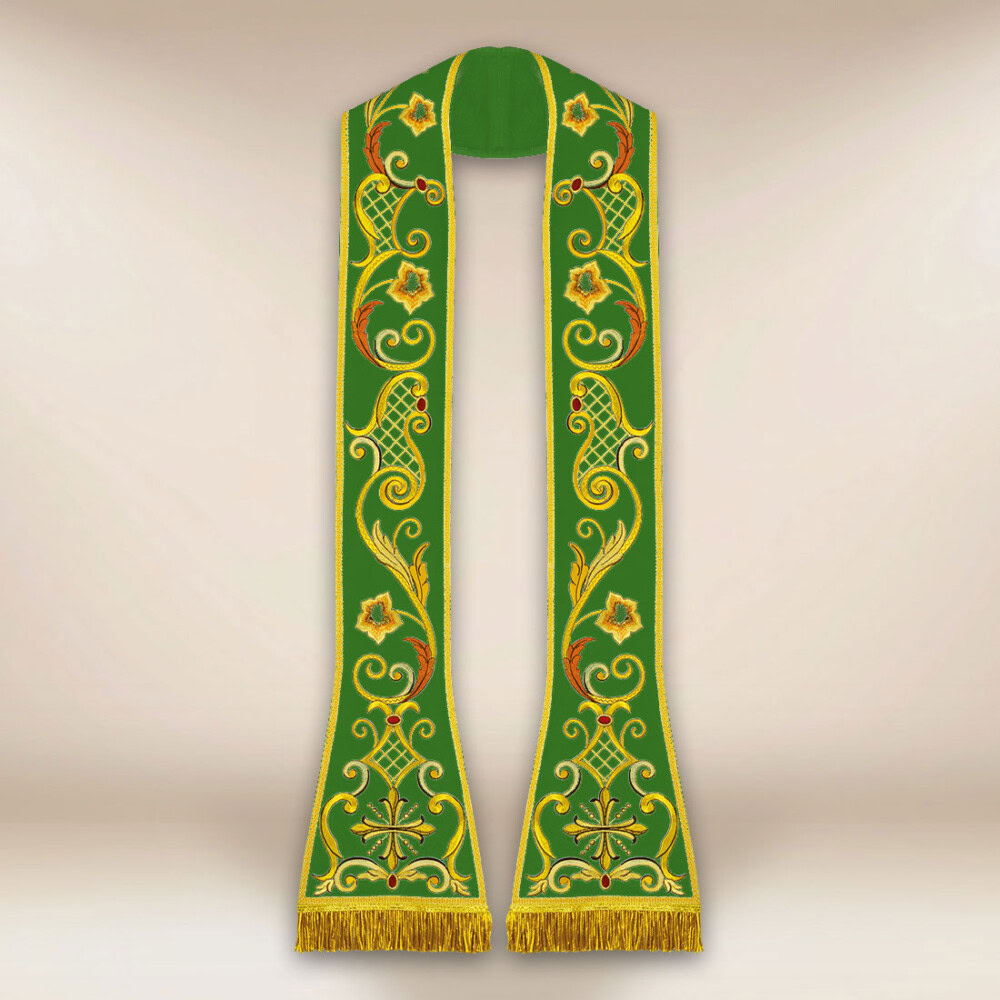 Stuła haftowana rzymska zielona