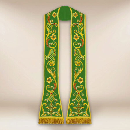 Stuła haftowana rzymska zielona