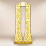 Ecru liturgiczna stuła rzymska haftowana