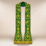 Zielona liturgiczna stuła rzymska haftowana