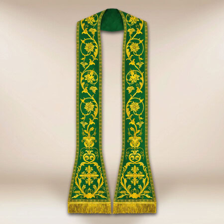 Zielona liturgiczna stuła rzymska haftowana