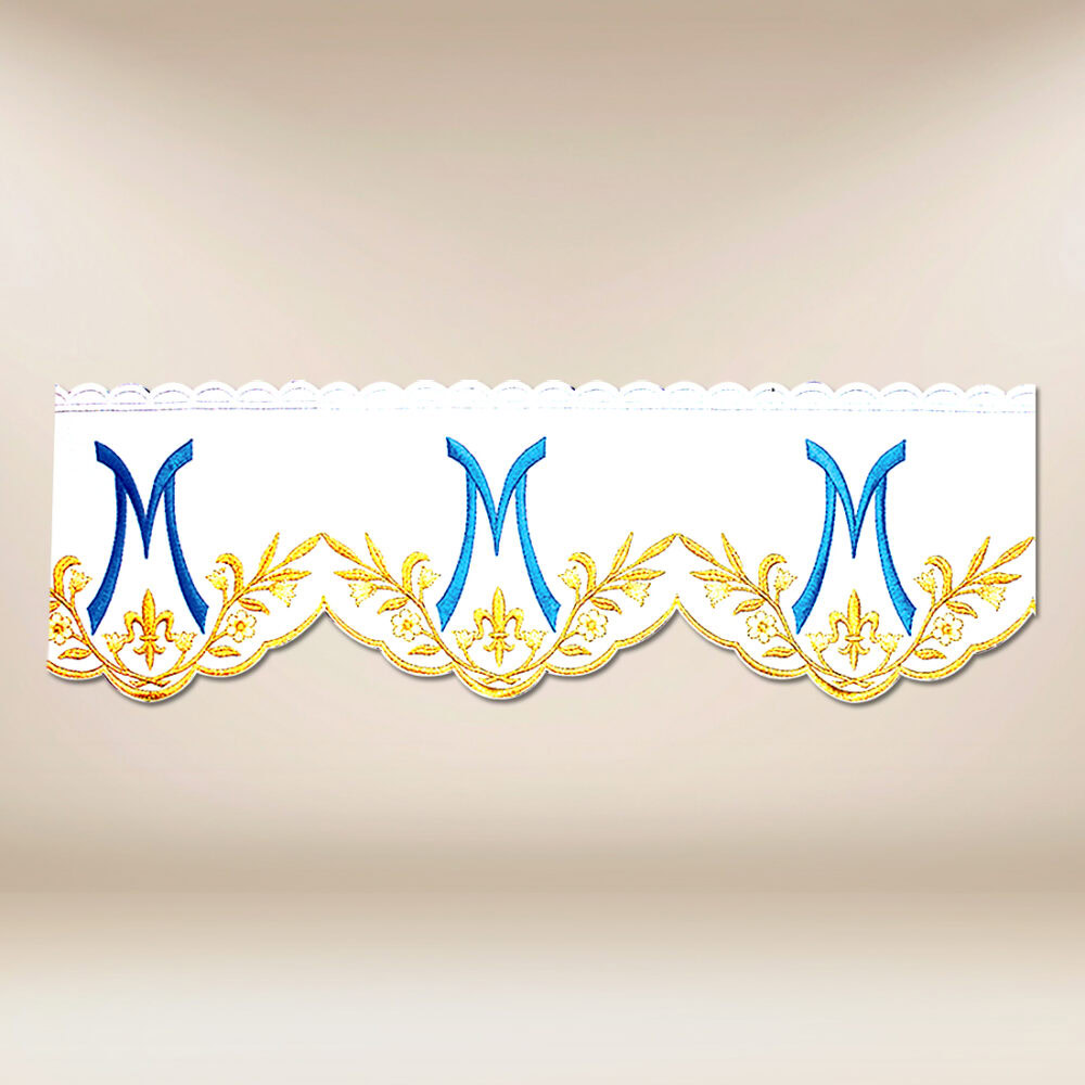 Koronka haftowana "Ave Maryja - niebieski"