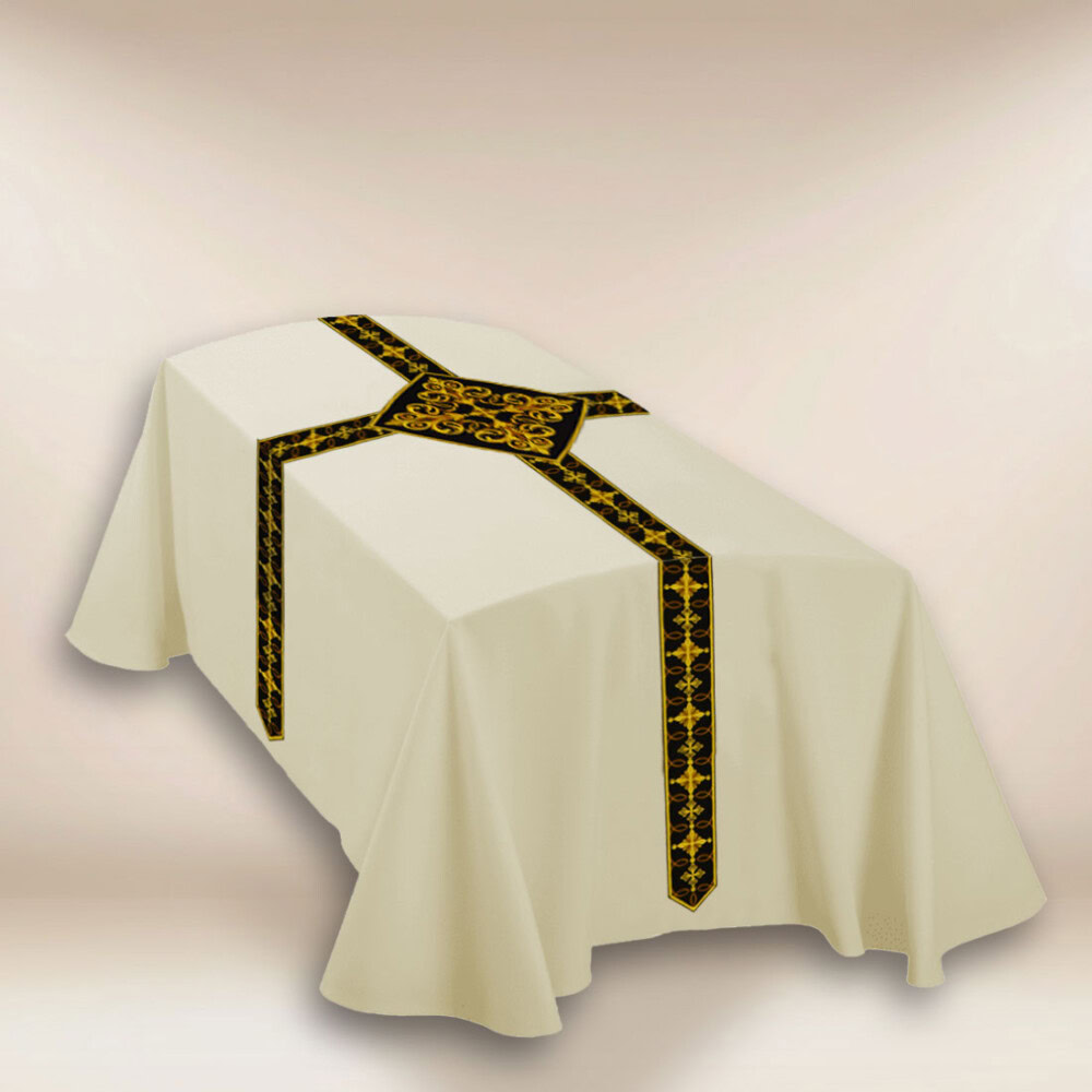 Kir haftowany ecru na trumnę