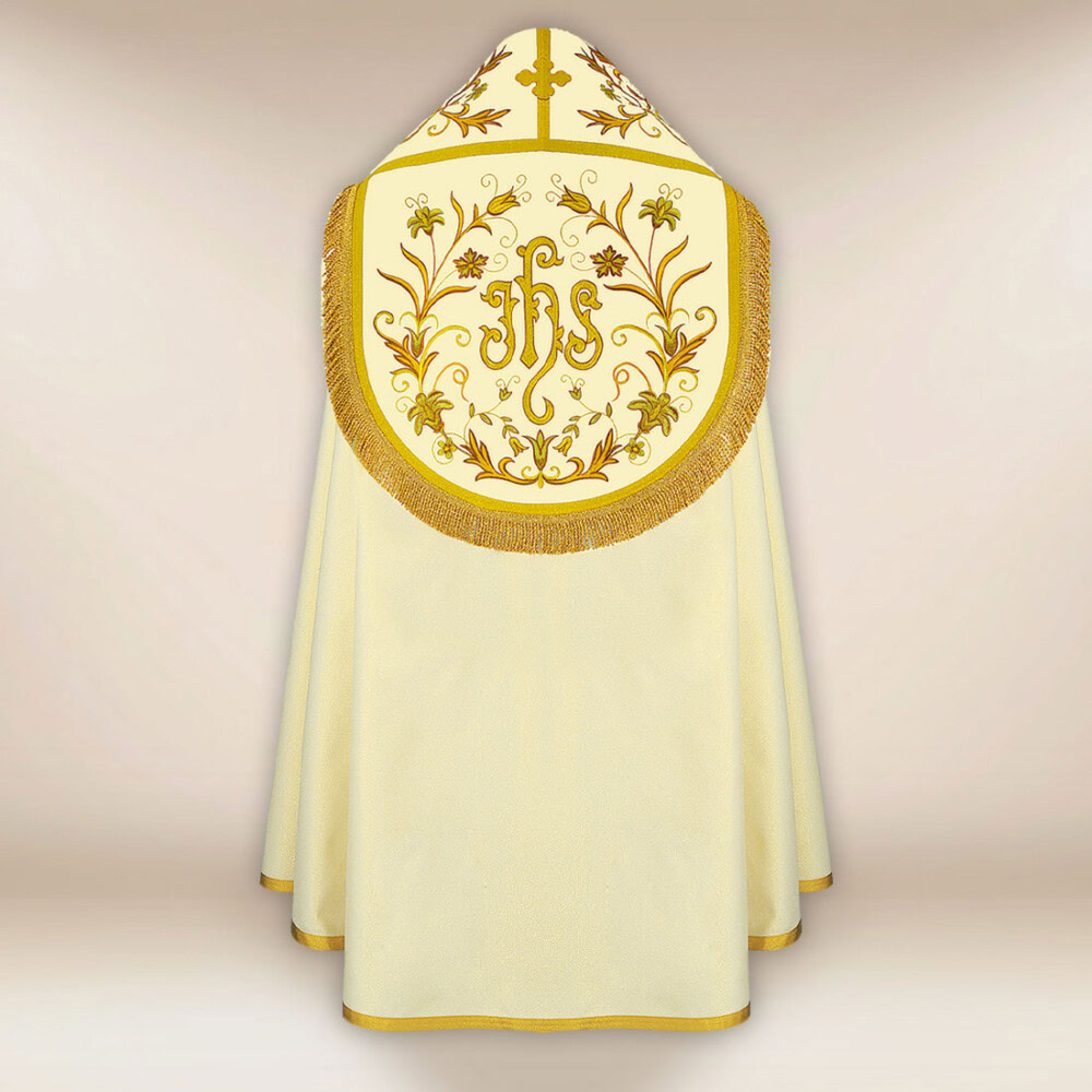 kapa liturgiczna z monogramem IHS kolekcja Angelus Urbanowicz Haft Polska