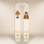 Stuła haftowana z wizerunkiem Św. Charbel