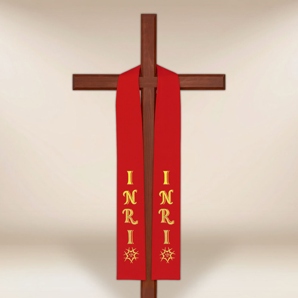 Stuła haftowana na duży krzyż “INRI”