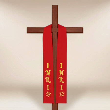 Stuła haftowana na duży krzyż "INRI"