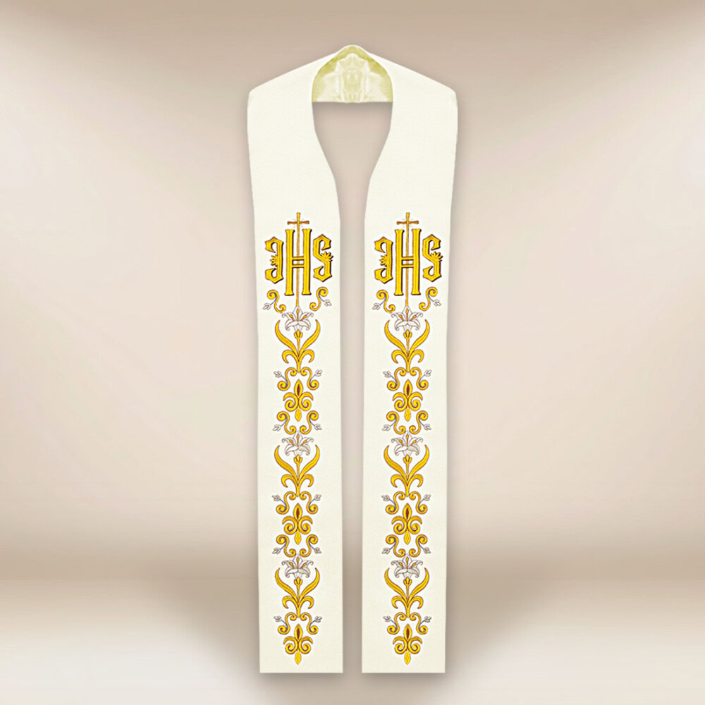 Stuła liturgiczna haftowana IHS
