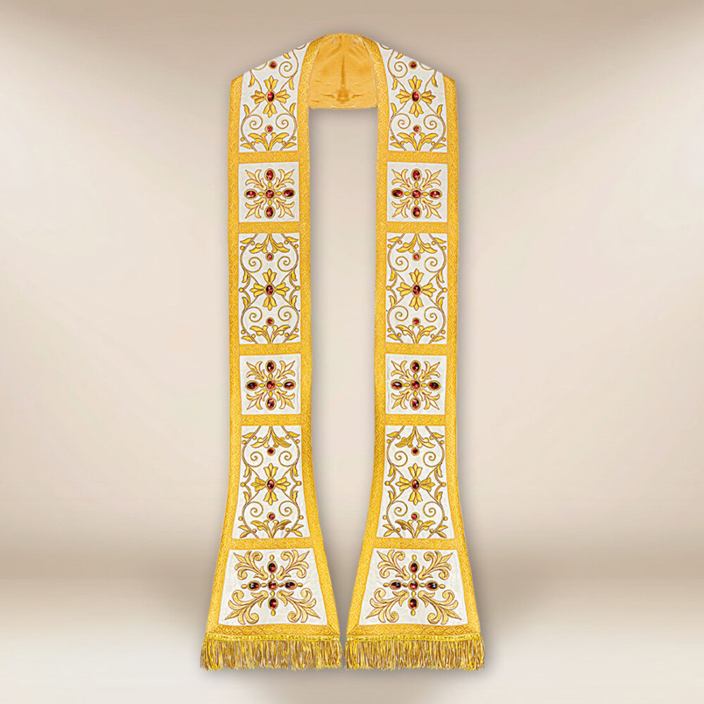 Stuła haftowana rzymska “Massimo-Bianco”