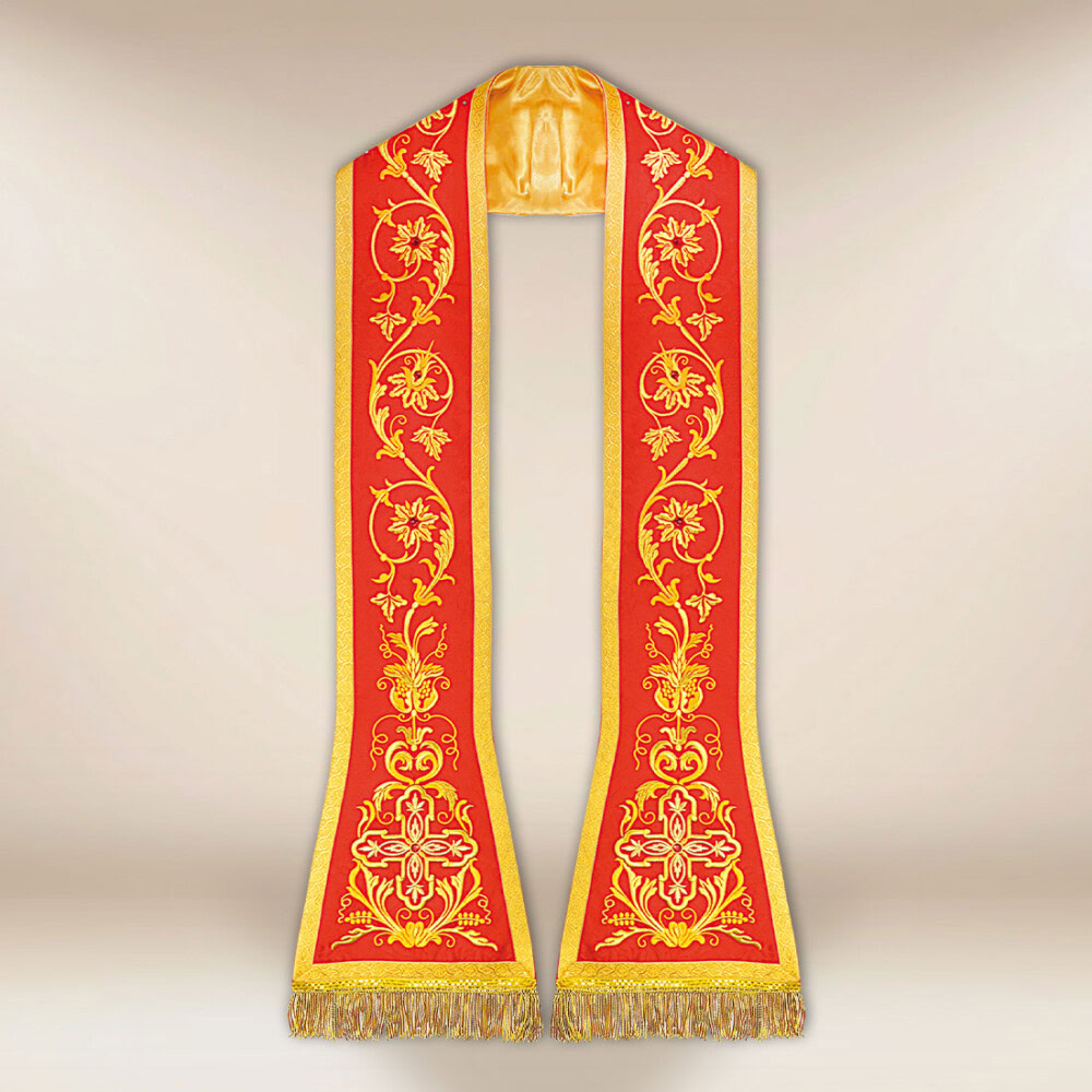 Stuła haftowana rzymska “Massimo-Rosso”