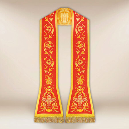 Stuła haftowana rzymska "Massimo-Rosso"
