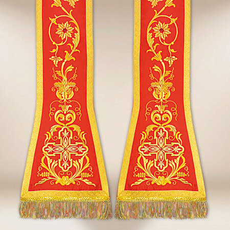Stuła haftowana rzymska “Massimo-Rosso”