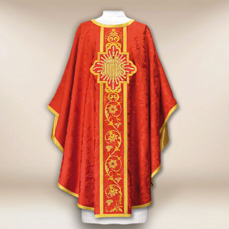 Ornat liturgiczny czerwony z IHS