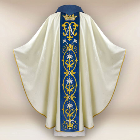 Ornat liturgiczny haftowany maryjny
