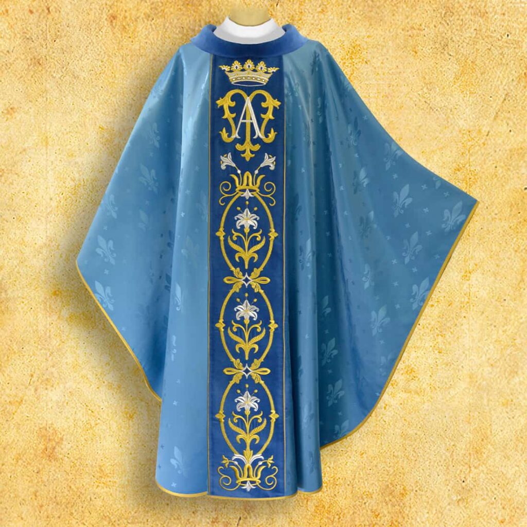 Ornat liturgiczny haftowany maryjny