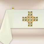 Haftowany welon naramienny liturgiczny ecru