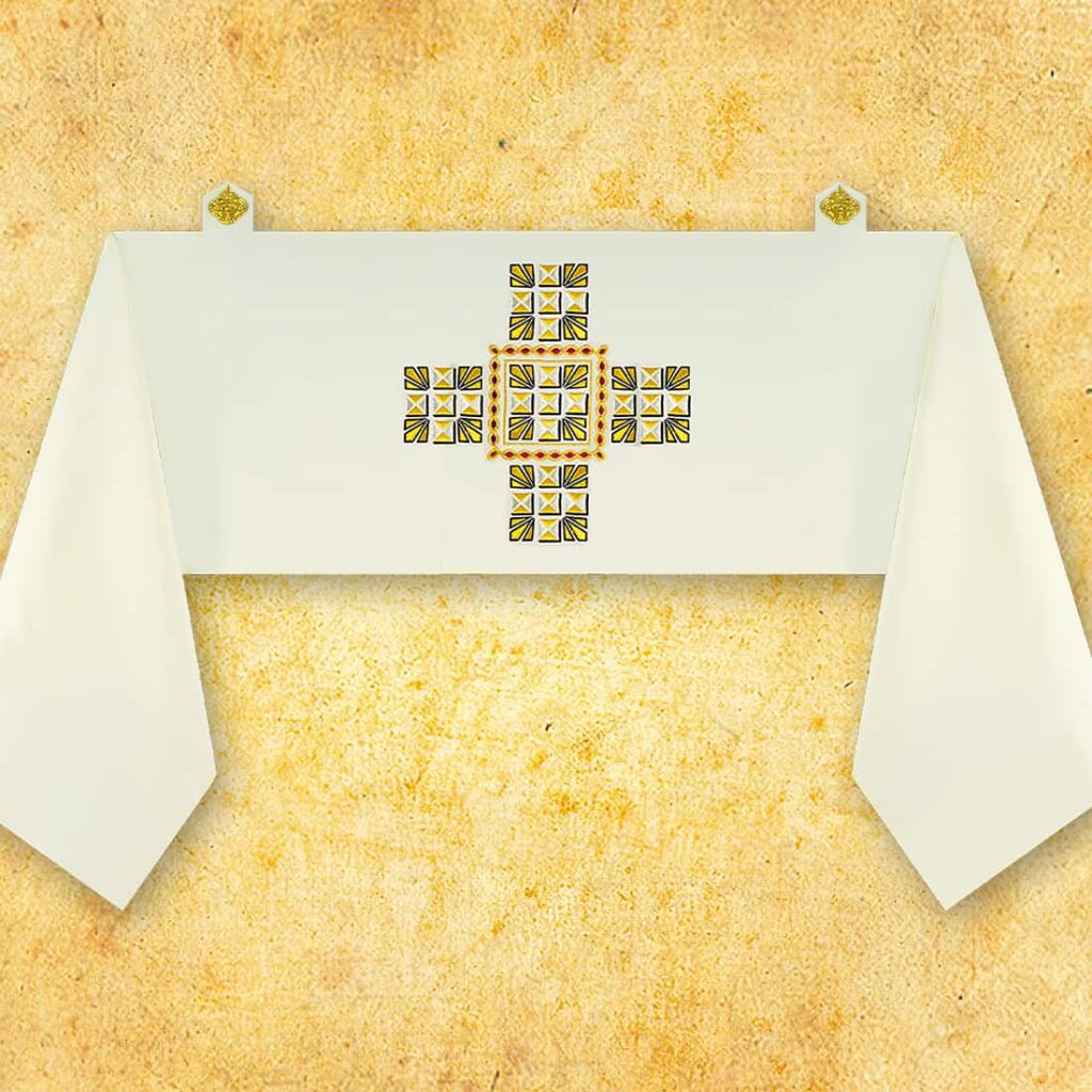 Haftowany welon naramienny liturgiczny ecru