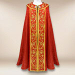 Kapa liturgiczna czerwona IHS haftowana