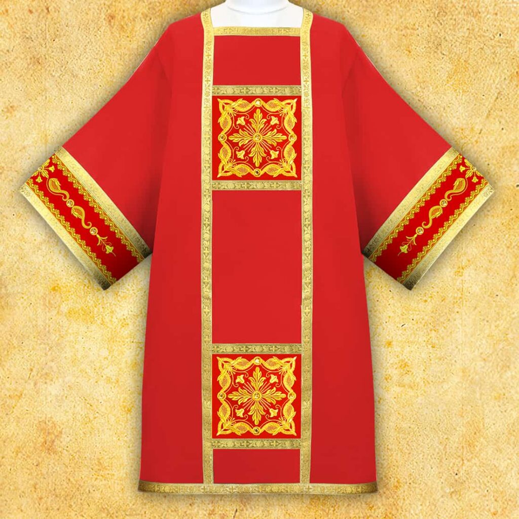 Dalmatyka liturgiczna czerwona haftowana