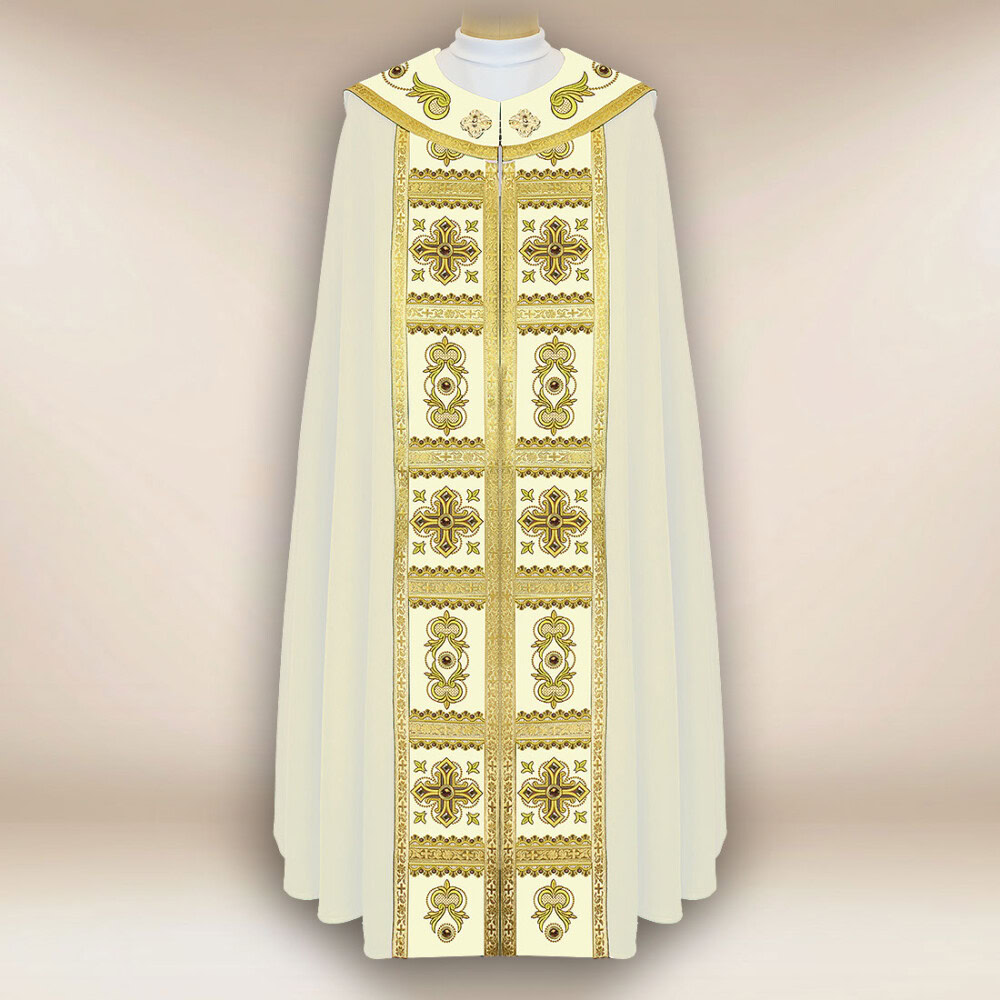 Kapa liturgiczna ecru z krzyżami