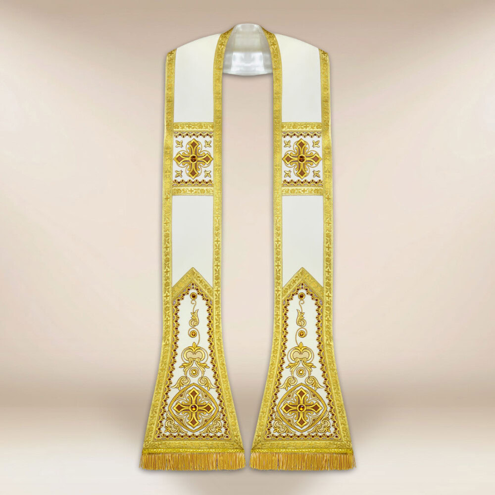 Stuła haftowana rzymska “Brillante-Bianco”