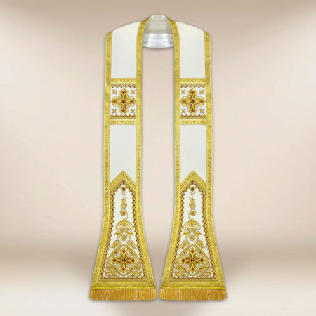 Stuła haftowana rzymska "Brillante-Bianco"