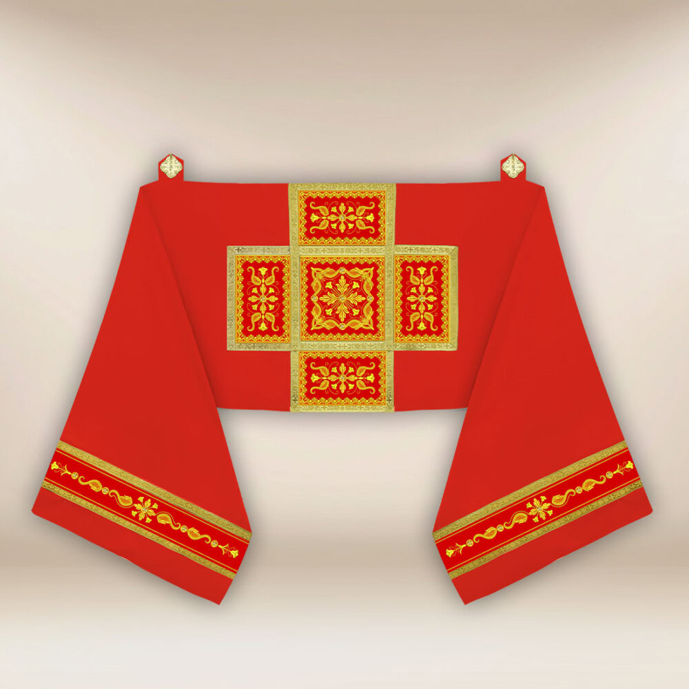 Welon naramienny liturgiczny czerwony haftowany