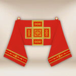 Welon naramienny liturgiczny czerwony haftowany