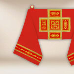 Welon naramienny liturgiczny czerwony haftowany