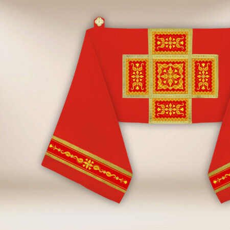 Welon naramienny liturgiczny czerwony haftowany