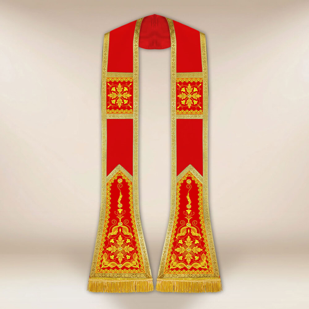 Stuła haftowana rzymska “Brillante-Rosso”