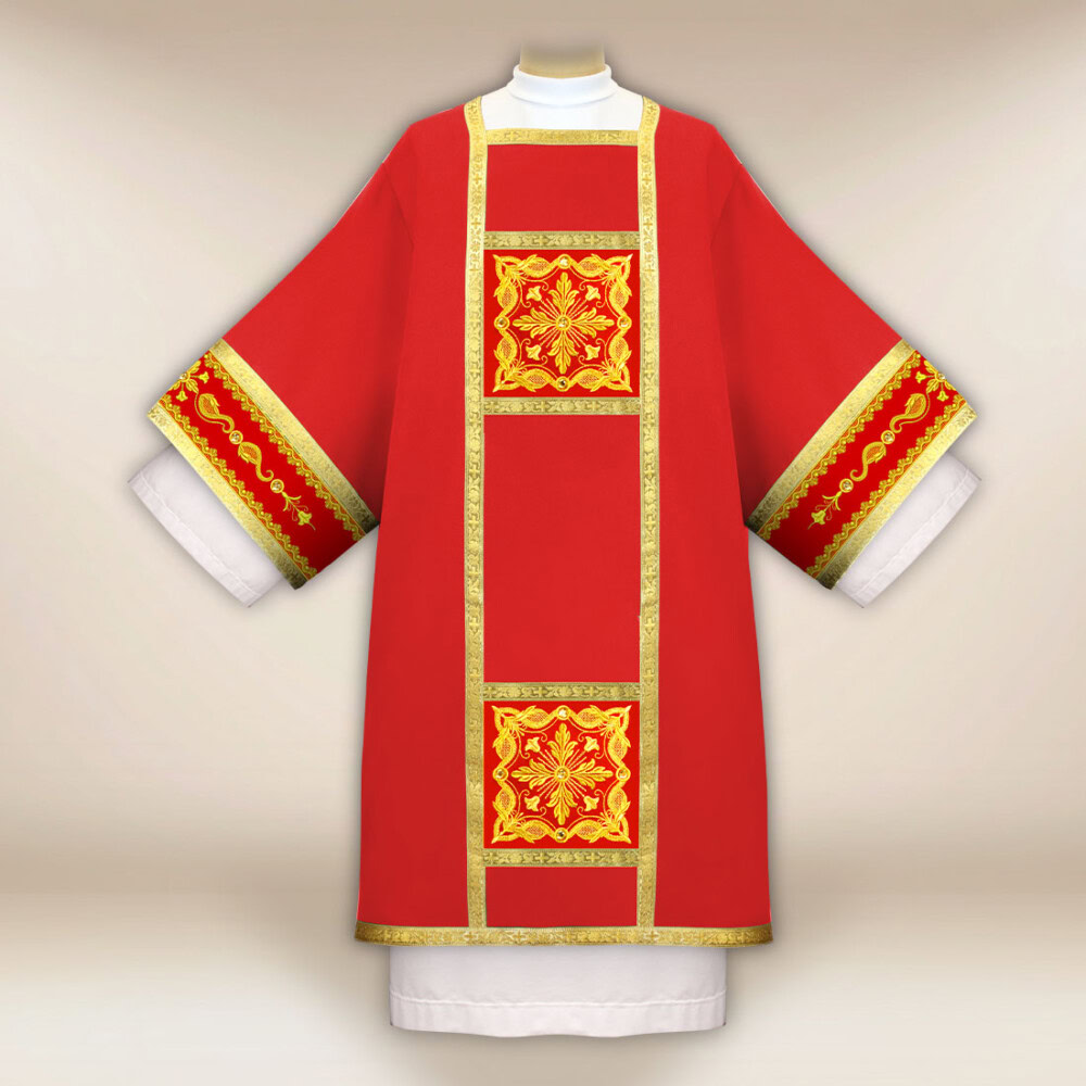 Dalmatyka liturgiczna czerwona haftowana