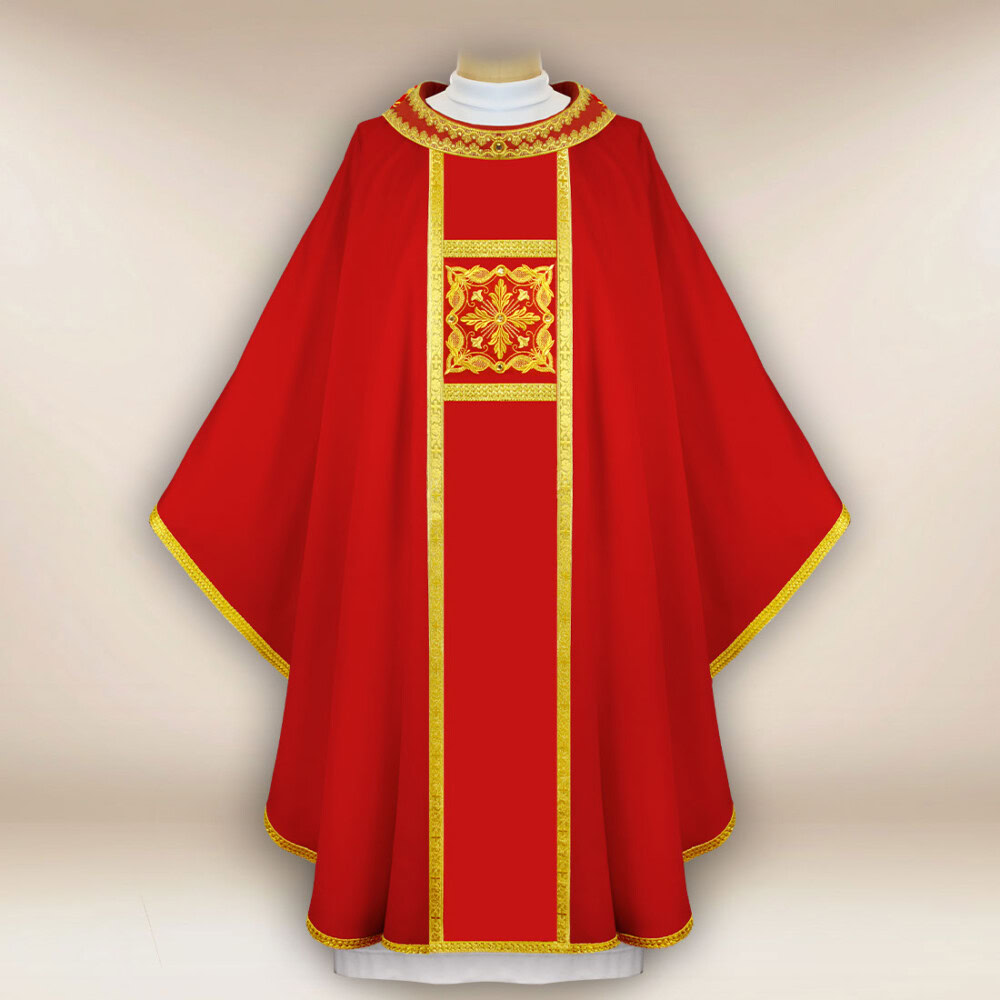 Elegancki ornat haftowany czerwony