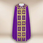 Kapa liturgiczna fioletowa haftowana z krzyżami