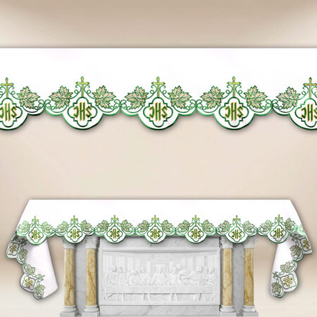 Obrus haftowany "IHS Zielony" - na dowolny wymiar