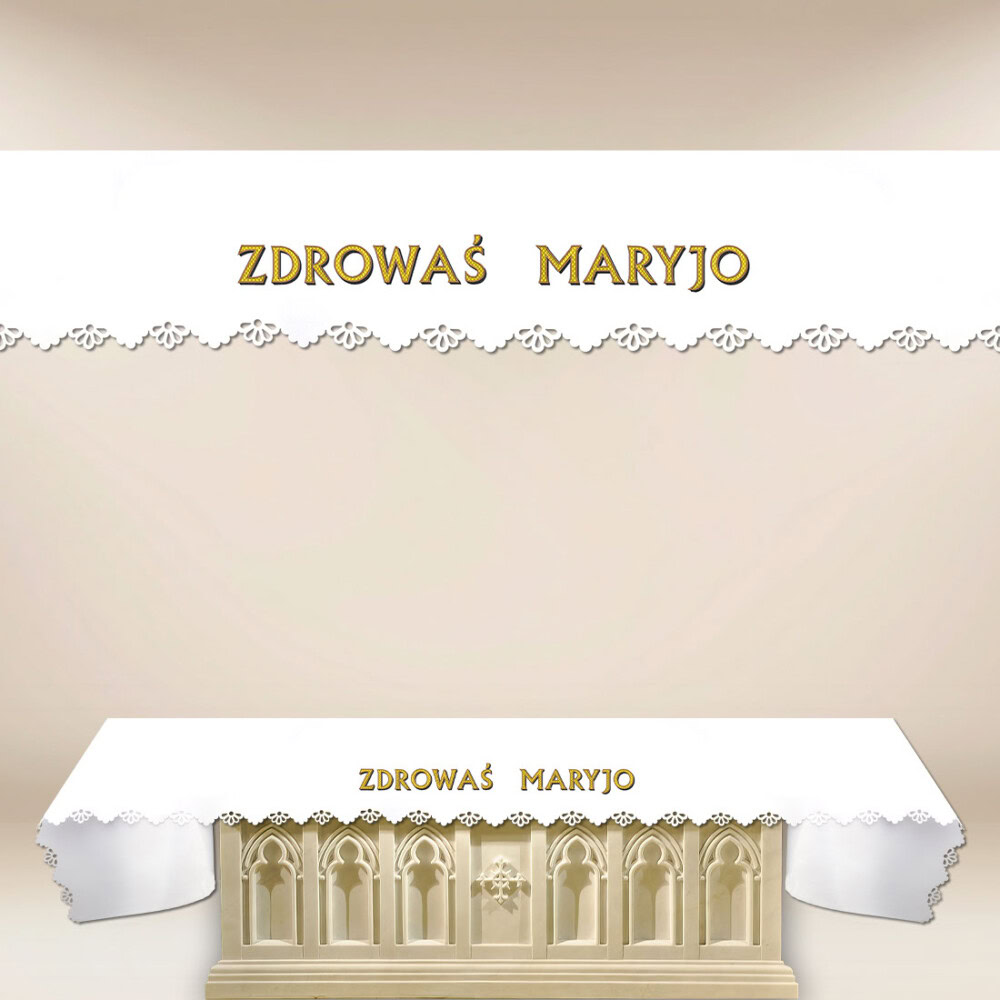 Obrus foto wycinany laserowo "Zdrowaś Maryjo"