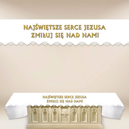 Obrus Foto Wycinany Laserowo "Najświętsze Serce Jezusa Zmiłuj Się Nad Nami"