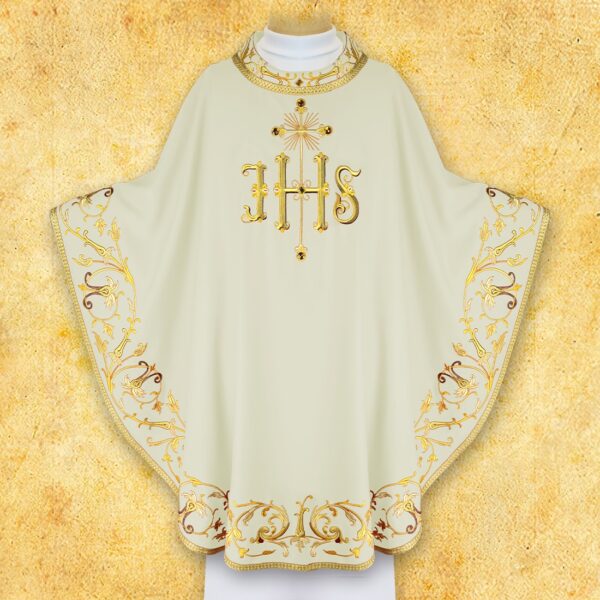 Haftowany ornat "Sacra Flora" ecru