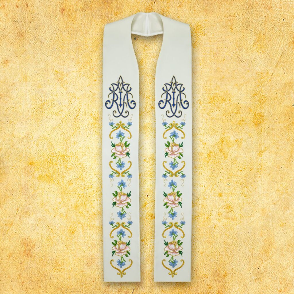 Stuła haftowana Maryjna